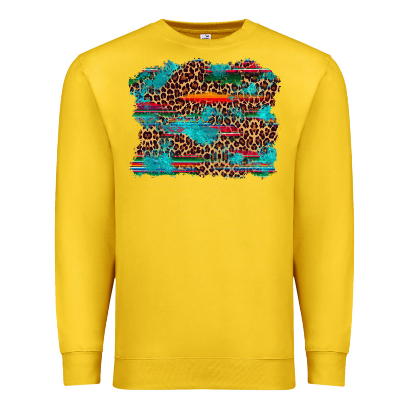 Western Serape Leopard Turquoise  Background Premium Sweatshirt by Artiststas | Teevron