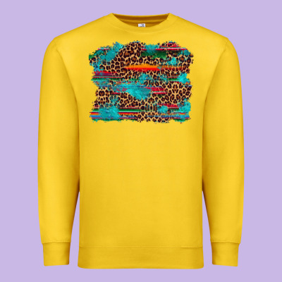 Western Serape Leopard Turquoise  Background Premium Sweatshirt Designed By Artiststas