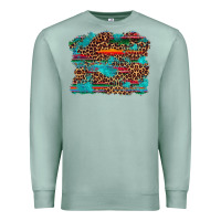 Seafoam western serape leopard turquoise  background Premium Sweatshirt - Artiststas