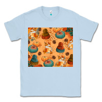 Dusty Blue Fall Pumpkins Autumn Coffee Classic Tee - texasbilliewilder
