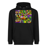 Black mardi gras cake glitterleopard and cowhide background Heavyweight Hoodie - Artiststas