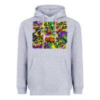 Heather Grey mardi gras cake glitterleopard and cowhide background Heavyweight Hoodie - Artiststas