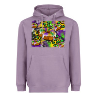 Lavender mardi gras cake glitterleopard and cowhide background Heavyweight Hoodie - Artiststas