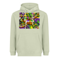 Matcha mardi gras cake glitterleopard and cowhide background Heavyweight Hoodie - Artiststas