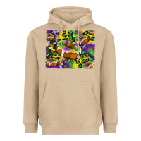 Mushroom mardi gras cake glitterleopard and cowhide background Heavyweight Hoodie - Artiststas