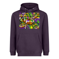 Plum mardi gras cake glitterleopard and cowhide background Heavyweight Hoodie - Artiststas
