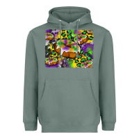 Sage mardi gras cake glitterleopard and cowhide background Heavyweight Hoodie - Artiststas