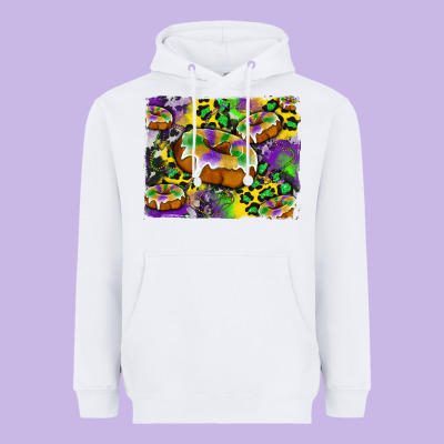 Mardi Gras Cake Glitterleopard And Cowhide Background Heavyweight Hoodie Designed By Artiststas