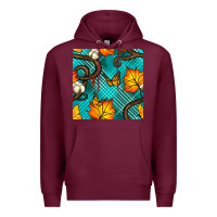 Burgundy autumn leaves seamless pattern Premium Hoodie - BundleAndBundleShop