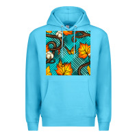 Ocean Blue autumn leaves seamless pattern Premium Hoodie - BundleAndBundleShop