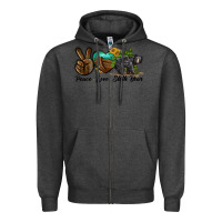 Charcoal Heather peace love sloth bear Zipper Hoodie - LillyAllenDesigns