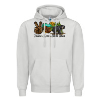 Dove Grey peace love sloth bear Zipper Hoodie - LillyAllenDesigns