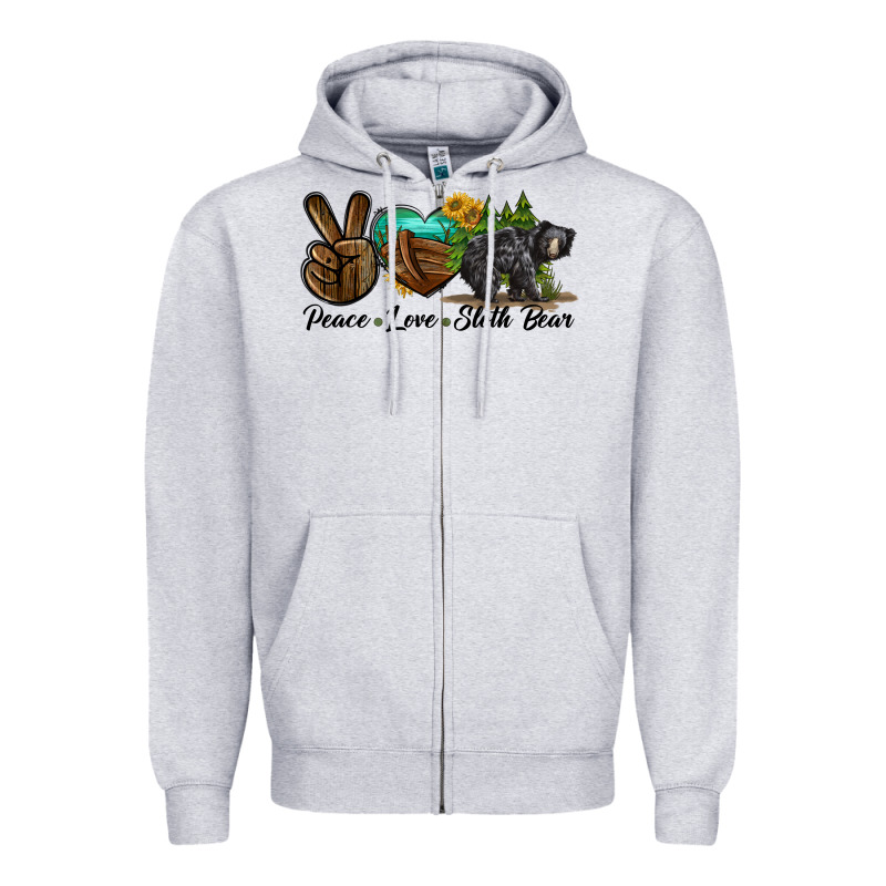 Peace Love Sloth Bear Zipper Hoodie by LillyAllenDesigns | Teevron