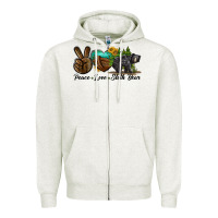 Oatmeal Heather peace love sloth bear Zipper Hoodie - LillyAllenDesigns