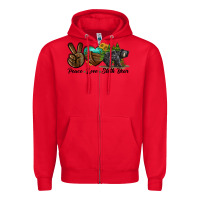 Red peace love sloth bear Zipper Hoodie - LillyAllenDesigns