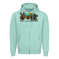 Seafoam peace love sloth bear Zipper Hoodie - LillyAllenDesigns