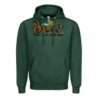 Sports Green peace love sloth bear Zipper Hoodie - LillyAllenDesigns