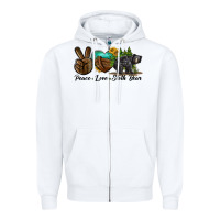 White peace love sloth bear Zipper Hoodie - LillyAllenDesigns