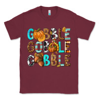 Burgundy Gobble Gobble Gobble with Turkey Classic Tee - texasbilliewilder
