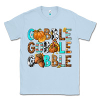 Dusty Blue Gobble Gobble Gobble with Turkey Classic Tee - texasbilliewilder