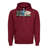 Burgundy peace love polar bear Zipper Hoodie - LillyAllenDesigns