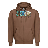 Chestnut peace love polar bear Zipper Hoodie - LillyAllenDesigns