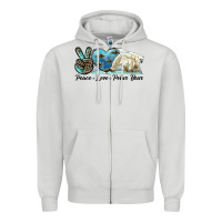 Dove Grey peace love polar bear Zipper Hoodie - LillyAllenDesigns