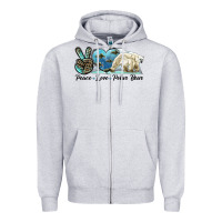 Heather Grey peace love polar bear Zipper Hoodie - LillyAllenDesigns