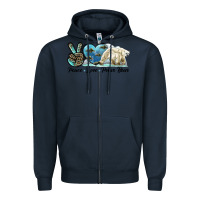 Navy peace love polar bear Zipper Hoodie - LillyAllenDesigns