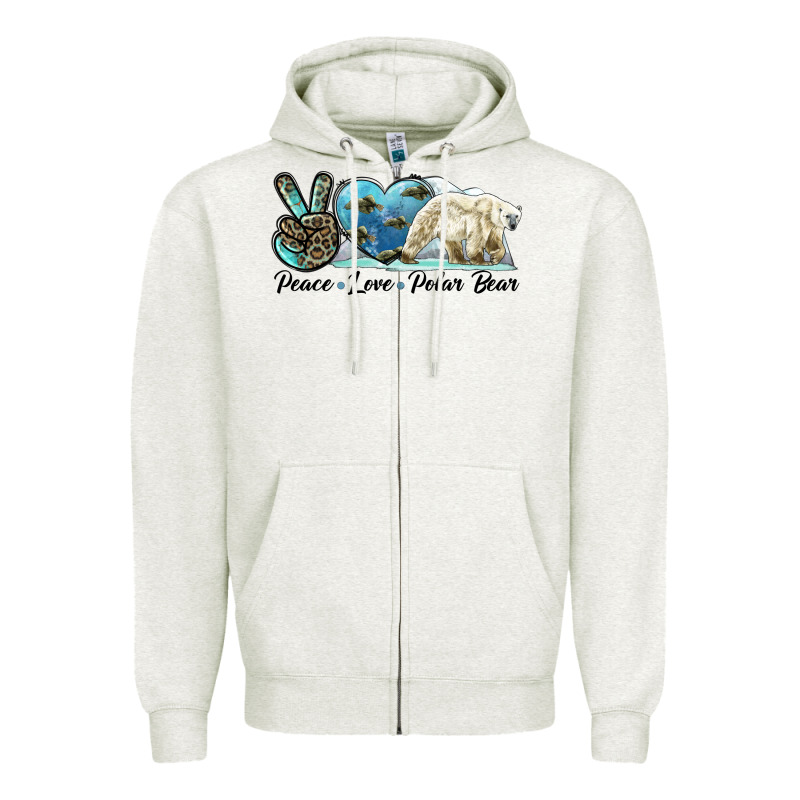 Peace Love Polar Bear Zipper Hoodie by LillyAllenDesigns | Teevron