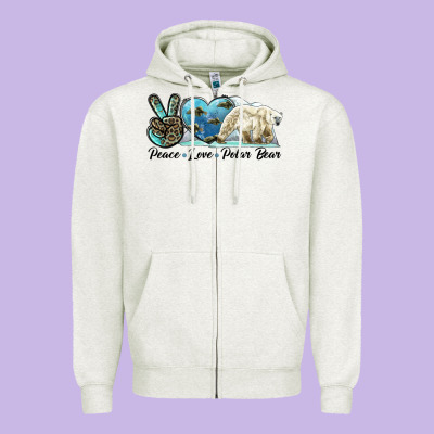 Peace Love Polar Bear Zipper Hoodie Designed By Lillyallendesigns
