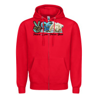 Red peace love polar bear Zipper Hoodie - LillyAllenDesigns