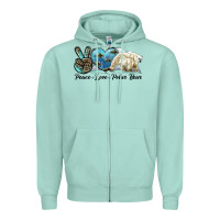 Seafoam peace love polar bear Zipper Hoodie - LillyAllenDesigns