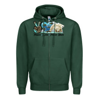 Sports Green peace love polar bear Zipper Hoodie - LillyAllenDesigns