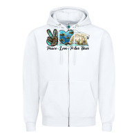 White peace love polar bear Zipper Hoodie - LillyAllenDesigns