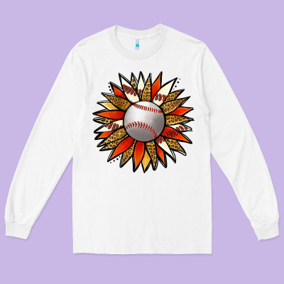 Baseball Sunflower Long Sleeve Tee Designed By Jasminsmagicworld