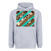 Heather Grey turquoise glitter leopard and cowhide Heavyweight Hoodie - Artiststas