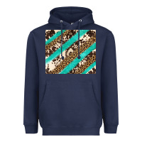 Navy turquoise glitter leopard and cowhide Heavyweight Hoodie - Artiststas
