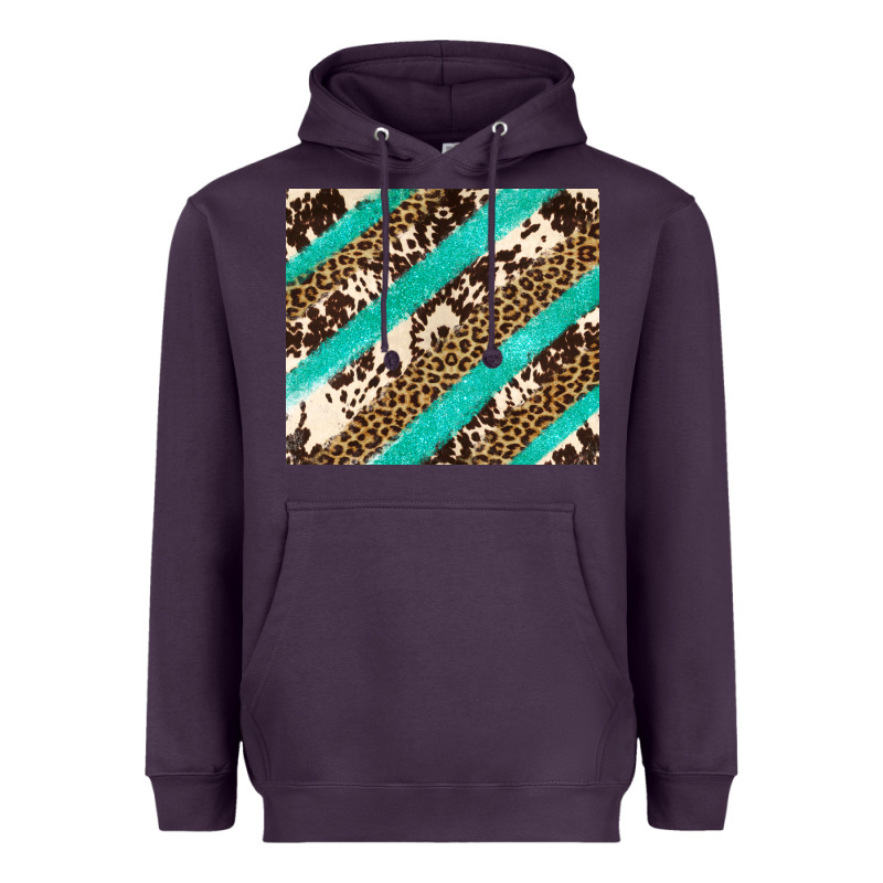 Turquoise Glitter Leopard And Cowhide Heavyweight Hoodie by Artiststas | Teevron