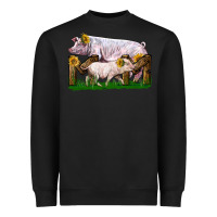 Black Mom With White Chester Pig And Baby Pig Heavyweight Sweatshirt - LillyAllenDesigns