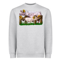 Heather Grey Mom With White Chester Pig And Baby Pig Heavyweight Sweatshirt - LillyAllenDesigns