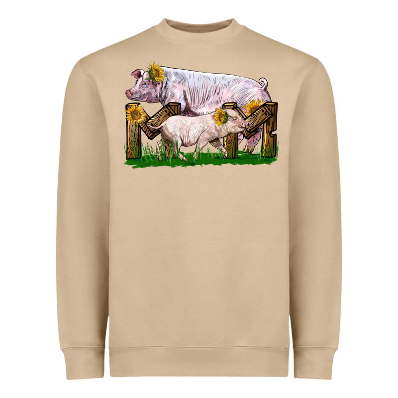 Mom With White Chester Pig And Baby Pig Heavyweight Sweatshirt by LillyAllenDesigns | Teevron