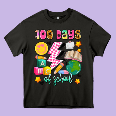 100 Days Of School Heavy Core Tee Designed By Artiststas