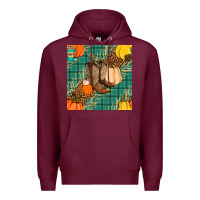 Burgundy fall boot seamless pattern Premium Hoodie - BundleAndBundleShop