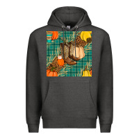 Charcoal Heather fall boot seamless pattern Premium Hoodie - BundleAndBundleShop