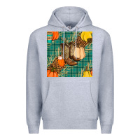 Heather Grey fall boot seamless pattern Premium Hoodie - BundleAndBundleShop