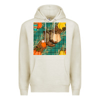 Oatmeal Heather fall boot seamless pattern Premium Hoodie - BundleAndBundleShop