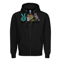 Black Peace love raccoon Zipper Hoodie - LillyAllenDesigns
