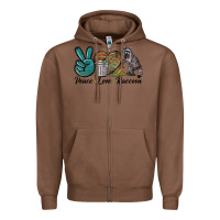 Chestnut Peace love raccoon Zipper Hoodie - LillyAllenDesigns