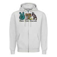 Dove Grey Peace love raccoon Zipper Hoodie - LillyAllenDesigns